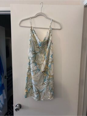 Forever 21 Cowl Neck Slip Dress in Blue, Gold & Cream